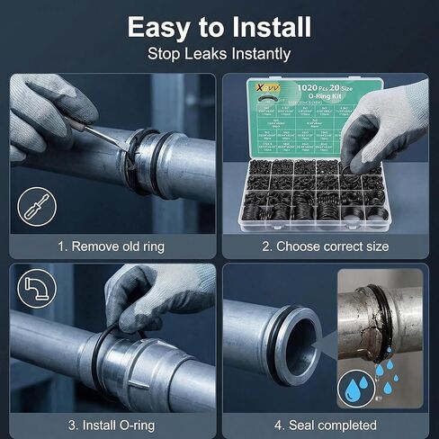 1020 Pcs O Ring Kit 20 Size Nitrile Rubber O Ring Assortment Set for Car Auto Vehicle Repair Faucet Plumbing Air or Gas Sealing Connections Resist Oil and Heat (1020P) in Saudi Arabia