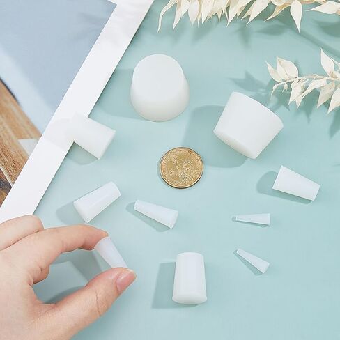 SUPERFINDINGS 10 قطع 5 أنماط سدادة مطاطية من السيليكون 3-37 مم/0.1-1.5 بوصة قابس مدبب من السيليكون الأبيض لحماية سدادات الفتحات وأحواض الصرف وصناعة مسحوق الطلاء ومختبرات الطلاء in Saudi Arabia