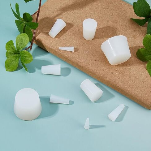 SUPERFINDINGS 10 قطع 5 أنماط سدادة مطاطية من السيليكون 3-37 مم/0.1-1.5 بوصة قابس مدبب من السيليكون الأبيض لحماية سدادات الفتحات وأحواض الصرف وصناعة مسحوق الطلاء ومختبرات الطلاء in Saudi Arabia
