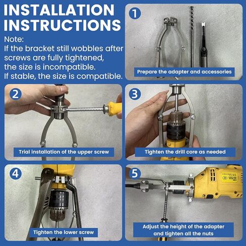 Square Hole Drill Bit Adapter with 4-Piece Square Hole Drill Bit Set, Mortise and Tenon Jig, Dual-Use Mortising Attachment for Drill Press & Hand Drill, Mortising Machine Accessory in Saudi Arabia