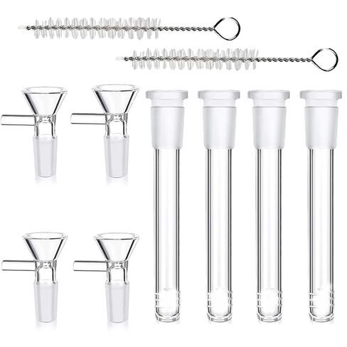 10-Piece Lab-Grade Borosilicate Glass 14mm Threaded Adapter Set with 4 Funnels, Glass Tubes, and 2 Cleaning Brushes for Scientific Experiments in Lab, Home, and Kitchen in Saudi Arabia
