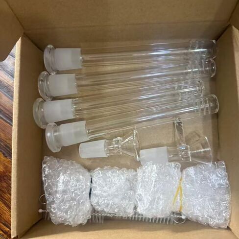 10-Piece Lab-Grade Borosilicate Glass 14mm Threaded Adapter Set with 4 Funnels, Glass Tubes, and 2 Cleaning Brushes for Scientific Experiments in Lab, Home, and Kitchen in Saudi Arabia