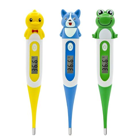 Digital Thermometer for Adults & Kids, Cartoon Design Oral Thermometer for Babies, Accurate Body Temperature Reading in 60 Seconds,with Fever Alert Sound Feature - 3 Pack in Kuwait