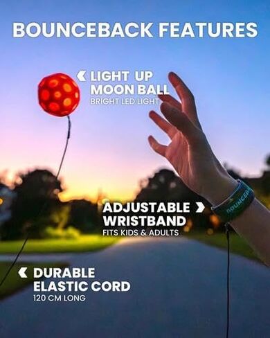 كرات Waboba Bounceback Moonshine المتنوعة ذات الألوان المتنوعة التي تضيء عند الارتداد، ألعاب ممتعة للأطفال والمراهقين والبالغين والأولاد والبنات - قد تختلف الألوان in Saudi Arabia