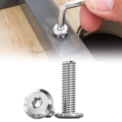 SUNXULIMI M5 x 50 مم براغي ذات غطاء سداسي برأس مستدير مسطح، براغي أثاث، من الفولاذ المقاوم للصدأ 304، لمسة نهائية ساطعة، ملولبة بالكامل، محرك سداسي ألين متري، 25 قطعة in Kuwait