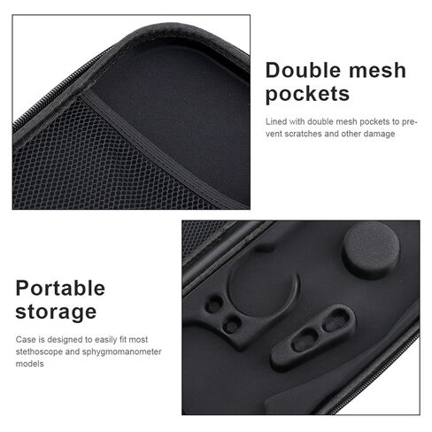 Ragyzity Hard Stethoscope Case, Shockproof Travel Storage Bag, Multi-Function EVA Carry Storage Organizer Box with Extra Mesh Pockets for Small Accessories, [Device NOT Included] -Black in Saudi Arabia