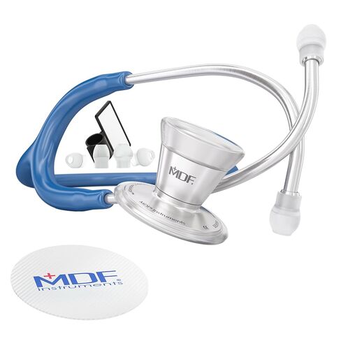 سماعة الطبيب MDF Instruments ProCardial Core™ خفيفة الوزن من التيتانيوم مزدوجة الرأس - مع قطعة صدر من التيتانيوم وسماعة رأس - أزرق ملكي (ماليبلو) (MDF797T-10) in Saudi Arabia