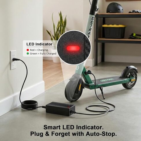 شاحن سكوتر كهربائي معتمد 29.4V 2A ETL لـ Gotrax GKS، GKS Pro، Lumios - شاحن بطارية ليثيوم أيون 24V لـ Gotrax Glider، Fluxx FX3، SRX Mini - قابس تيار مستمر 5.5 مم × 2.1 مم in Kuwait