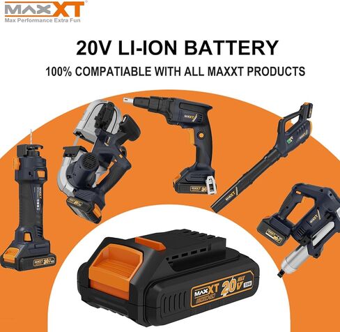 حزمة بطارية MAXXT 20V 2.0Ah، منتجات MAXXT المتوافقة، توفر قدرة تحمل طويلة الأمد، استخدام شحن سريع (برتقالي، 2.0Ah) in Kuwait