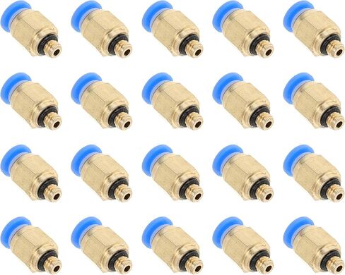 Push to Connect Air Fittings 5/32" Male Thread Air Line Quick Connector Plastic Metal M5 20 Pcs Blue Gold Tone in Saudi Arabia