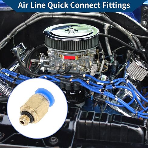 Push to Connect Air Fittings 5/32" Male Thread Air Line Quick Connector Plastic Metal M5 20 Pcs Blue Gold Tone in Saudi Arabia