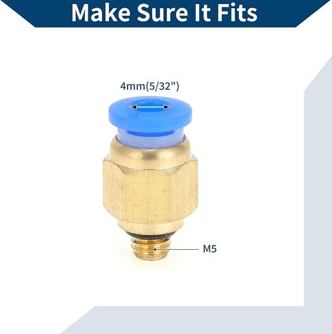 Push to Connect Air Fittings 5/32" Male Thread Air Line Quick Connector Plastic Metal M5 20 Pcs Blue Gold Tone in Saudi Arabia