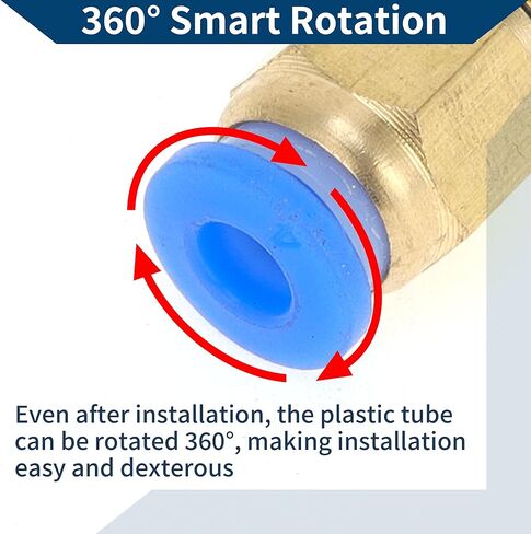 Push to Connect Air Fittings 5/32" Male Thread Air Line Quick Connector Plastic Metal M5 20 Pcs Blue Gold Tone in Saudi Arabia
