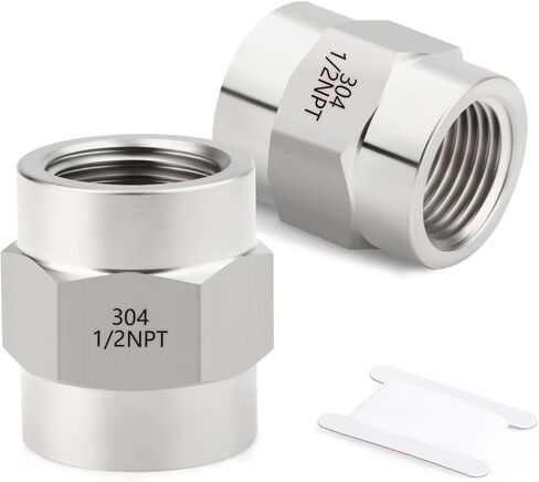 2 قطعة 304 الفولاذ المقاوم للصدأ تركيب الأنابيب ، اقتران ، 1/2 "NPT أنثى x 1/2" NPT أنثى تركيب الأنابيب ، للوقود/الهواء/السائل/النفط/الغاز in Kuwait