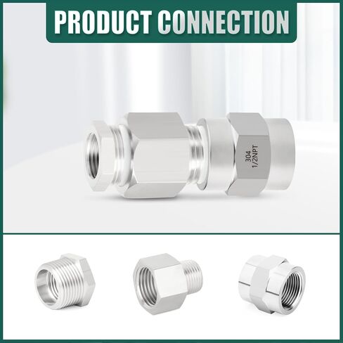 2 قطعة 304 الفولاذ المقاوم للصدأ تركيب الأنابيب ، اقتران ، 1/2 "NPT أنثى x 1/2" NPT أنثى تركيب الأنابيب ، للوقود/الهواء/السائل/النفط/الغاز in Kuwait