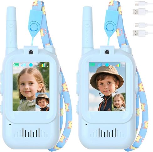 Video Walkie Talkies for Kids, 2 Pack Kids Walkie Talkies with 4 Voice Effects, 1000 Feet Range, Christmas Birthday Toys Gifts for Boys Girls Ages 3-12, Games, Indoor, Outdoor Camping, Travel, Hiking in Saudi Arabia