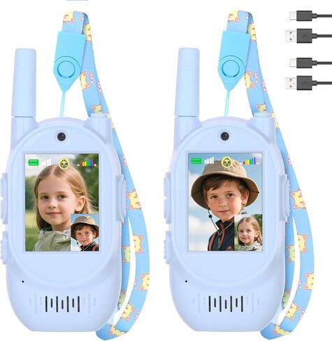 Video Walkie Talkies for Kids, 2 Pack Kids Walkie Talkies with 4 Voice Effects, 1000 Feet Range, Christmas Birthday Toys Gifts for Boys Girls Ages 3-12, Games, Indoor, Outdoor Camping, Travel, Hiking in Saudi Arabia