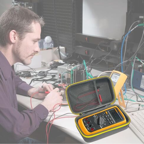 حافظة صلبة متوافقة مع جهاز Fluke 15B+/17B+/87v/88v /AstroAI الرقمي المتعدد والمحلل TRMS 6000 فولت متر (الحافظة فقط) (سحاب أصفر) in Kuwait