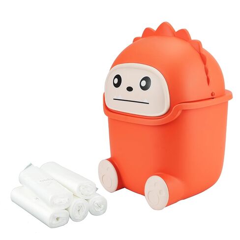 Mini Trash Can with Flip Lid, Cute Monster Desk Trash Garbage Can with 100 Trash Bags, Tiny Wastebasket Trash Can for Car, Home, Office, Kitchen, Tabletop, Bedroom, Bathroom (Orange) in Saudi Arabia
