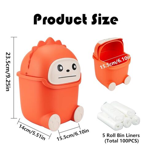 Mini Trash Can with Flip Lid, Cute Monster Desk Trash Garbage Can with 100 Trash Bags, Tiny Wastebasket Trash Can for Car, Home, Office, Kitchen, Tabletop, Bedroom, Bathroom (Orange) in Saudi Arabia
