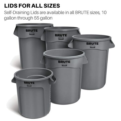 Rubbermaid Commercial Products BRUTE Heavy-Duty Round Trash/Garbage Can Lid, Black, Compatible with 32-Gallon BRUTE Container, Pack of 6 in Saudi Arabia