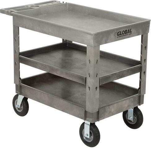 Global Industrial Plastic 3 Tray Shelf Industrial Strength Service & Utility Cart, 44" x 25-1/2", 8" Pneumatic Wheels in Saudi Arabia
