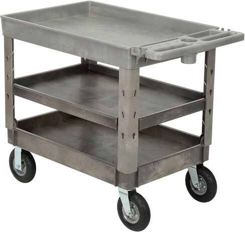 Global Industrial Plastic 3 Tray Shelf Industrial Strength Service & Utility Cart, 44" x 25-1/2", 8" Pneumatic Wheels in Saudi Arabia