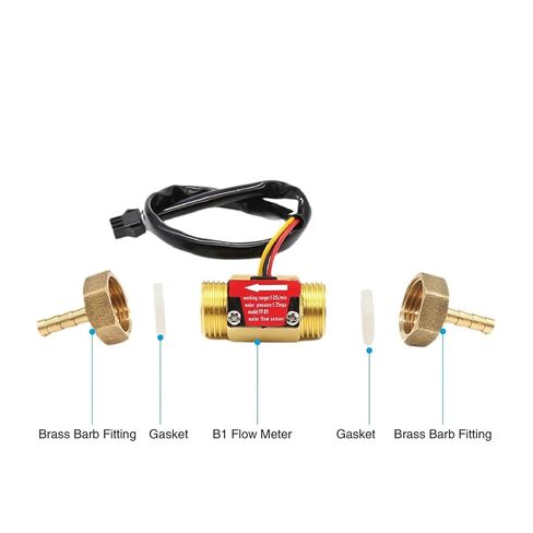 B1 Brass Water Flow Sensor Meter Impeller 1/2 Inch with Accessories Hose(B1-10mm) in Saudi Arabia
