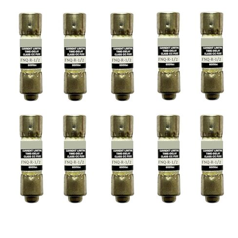 10 عبوات جديدة FNQ-R-1/2 FNQ-R-1/2A FNQ-R 1/2A 0.5A 600Vac صمام تأخير الوقت، FNQ-R-1/2A فئة CC صمام تحديد التيار in Kuwait