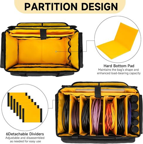 Large DJ Equipment Bag with 6 Detachable Dividers,DJ Cable File Bag with Laptop and Microphone Slots,Travel Dj Gig Organizer Bags for DJ Gear,Musicians, Professional and Dj Accessories( 21.5"×12"×11") in Saudi Arabia