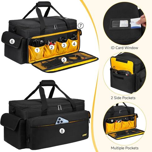 Large DJ Equipment Bag with 6 Detachable Dividers,DJ Cable File Bag with Laptop and Microphone Slots,Travel Dj Gig Organizer Bags for DJ Gear,Musicians, Professional and Dj Accessories( 21.5"×12"×11") in Saudi Arabia