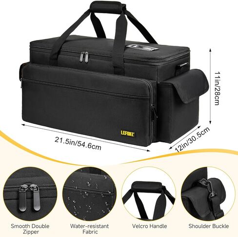 Large DJ Equipment Bag with 6 Detachable Dividers,DJ Cable File Bag with Laptop and Microphone Slots,Travel Dj Gig Organizer Bags for DJ Gear,Musicians, Professional and Dj Accessories( 21.5"×12"×11") in Saudi Arabia