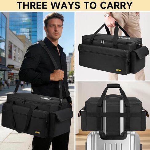Large DJ Equipment Bag with 6 Detachable Dividers,DJ Cable File Bag with Laptop and Microphone Slots,Travel Dj Gig Organizer Bags for DJ Gear,Musicians, Professional and Dj Accessories( 21.5"×12"×11") in Saudi Arabia