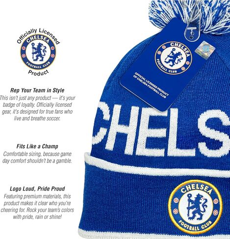Icon Sports Officially Licensed Chelsea FC Soccer Beanie - Unisex Adult in Saudi Arabia