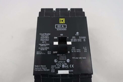 SQUARE D EDB34060 3P 60A AMP 480V-AC MOLDED CASE CIRCUIT BREAKER D538684 in Saudi Arabia