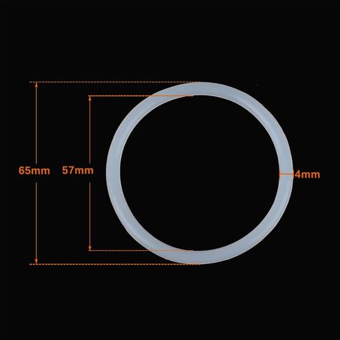 Silicone O-Rings, 65mm OD 57mm ID 4mm Width VMQ Seal Gasket for Compressor Valves Pipe Repair, White, Pack of 5 in Saudi Arabia