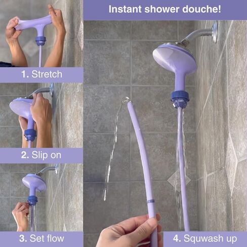 Squwash® Portable Shower Douche, Patented Slip-On Connector with Silicone Tip & Hose – Shower-Powered Hygiene Tool with Travel Bag in Saudi Arabia