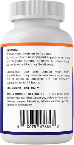 Vitamatic Boric Acid Vaginal Capsule Shell Suppositories 600 mg USP Grade Boric Acid in Vegetarian Capsule Shell - 60 Count in Saudi Arabia