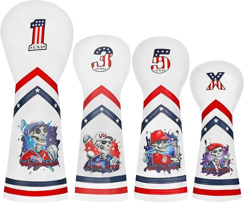 Golf Club Headcover for Drivers, Fairway Woods, Hybrid/Rescue Funny Style Premium Leather Golf Headcovers Set with Embroidery Tags in Saudi Arabia