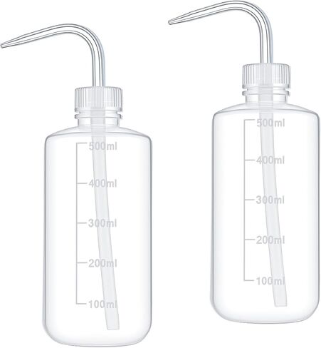 2 Pack Squeeze Bottles for Liquids, 500ml/16oz PET Squirt Bottles for Cleaning, Plant Watering, Leak-Proof Wash Bottle With Measurement Scale and Angled Nozzle for Lab Use in Saudi Arabia