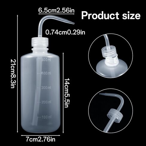 2 Pack Squeeze Bottles for Liquids, 500ml/16oz PET Squirt Bottles for Cleaning, Plant Watering, Leak-Proof Wash Bottle With Measurement Scale and Angled Nozzle for Lab Use in Saudi Arabia