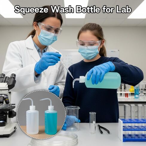 2 Pack Squeeze Bottles for Liquids, 500ml/16oz PET Squirt Bottles for Cleaning, Plant Watering, Leak-Proof Wash Bottle With Measurement Scale and Angled Nozzle for Lab Use in Saudi Arabia
