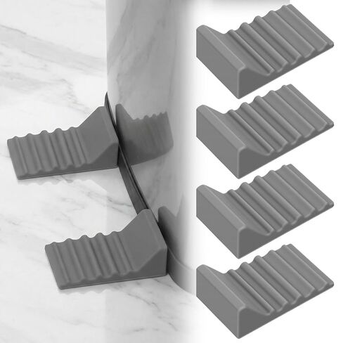 Trash Can Wall Protector 4 Pcs Heavy Duty Silicone Bumper Guards for Round & Square Garbage Bins No-Drill Wall Protector for Kitchen Office Gray in Saudi Arabia
