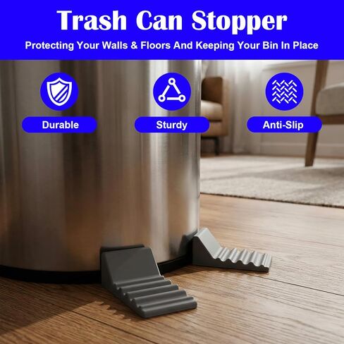Trash Can Wall Protector 4 Pcs Heavy Duty Silicone Bumper Guards for Round & Square Garbage Bins No-Drill Wall Protector for Kitchen Office Gray in Saudi Arabia