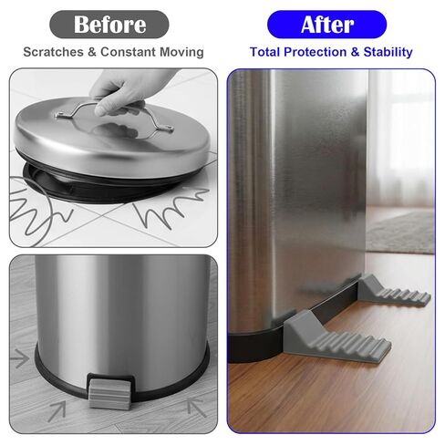 Trash Can Wall Protector 4 Pcs Heavy Duty Silicone Bumper Guards for Round & Square Garbage Bins No-Drill Wall Protector for Kitchen Office Gray in Saudi Arabia