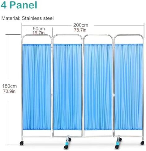 6ft Tall Medical Room Divider, Rotating Privacy Screen for Hospital, Classroom & Dorm - 5-Panel Waterproof Fabric with Universal Wheels for Easy Mobility in Saudi Arabia