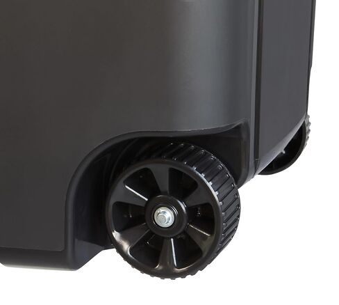 45 Gallon Wheeled Garbage Can, Black Heavy Duty Plastic Trash Bin with Attached Lid - Ideal for Outdoor, Garage, Yard Waste in Saudi Arabia