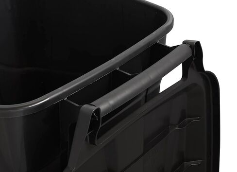 45 Gallon Wheeled Garbage Can, Black Heavy Duty Plastic Trash Bin with Attached Lid - Ideal for Outdoor, Garage, Yard Waste in Saudi Arabia