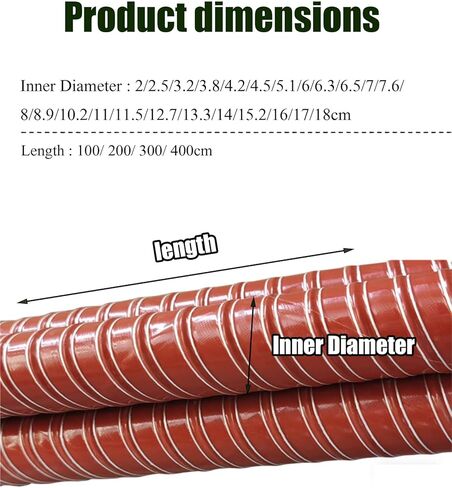 Heat Resistant Flex Hose Fiberglass Ducting - Steel Wire Reinforced Flexible Duct for Industrial Dryer Vent(7cm/2.76in,100cm/39.37in) in Saudi Arabia