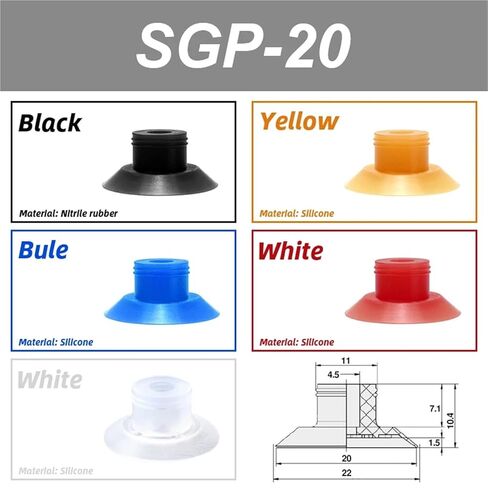 1pcs Vacuum Suction Cups Film Accessories Injection molding Manipulator SGP-15 SGP-20 SGP-24 SGP-30 SGP-40(SGP-20,Black) in Saudi Arabia